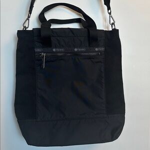 Lesportsac Canvas Mini Tote Crossbody Bag Midnight Black